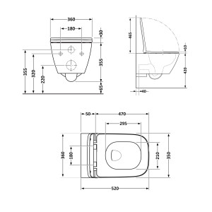 Унітаз підвісний Qtap Crow безобідковий з сідінням Soft-close QT05335170W
