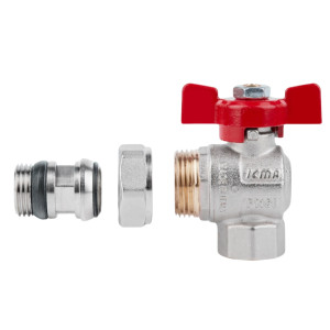 Кран кульовий Icma FAR. ROSSA 1/2" кутовий №362