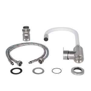 Змішувач для кухні Lidz Vida 015F3 з гнучким виливом (k35) LDVID015F3WHI43357 White / Nickel