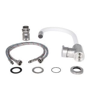 Змішувач для кухні Lidz Aria 015F3 з гнучким виливом (k35) LDARI015F3WHI43362 White / Nickel