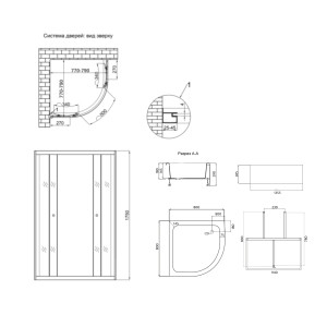 Душова кабіна Latwa SC80x80.SAT.MID.GR полукругла, скло тон. 4 мм + Душовий піддон KAPIELKA ST80x80x26, з панеллю Lidz