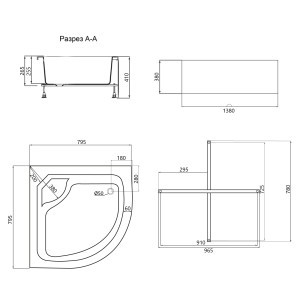 Душовий піддон Lidz KAPIELKA ST80x80x41 см з панеллю