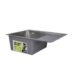 Мийка для кухні інтегрована Lidz Handmade H6350R крило праворуч (LDH6350BRUR45587) Brushed Steel 3,0/1,0 мм