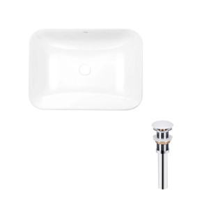 Комплект Qtap Scorpio: Раковина врізна прамокутна 615х390х150 мм White + Донний клапан PU02