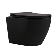 Унітаз підвісний Qtap Robin New Ultra Quiet безобідковий з сидінням Soft-close MATT BLACK QT13332381АSMB