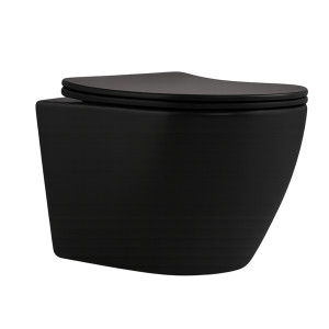 Унітаз підвісний Qtap Robin New Ultra Quiet безобідковий з сидінням Soft-close MATT BLACK QT13332381АSMB