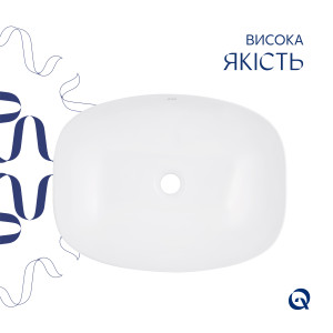 Комплект Qtap Cardinal: Раковина накладна 500×380×140 мм, White, овальна + Донний клапан Pop-up PU02