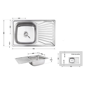 Кухонная мойка Brinex 7848 0,8 мм Satin (BRIN7848SAT08)