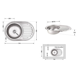 Кухонная мойка Brinex 7750 0,8 мм Satin (BRIN7750SAT08)