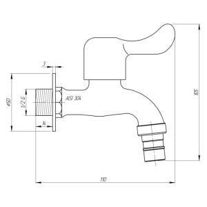 Кран шаровой поливочный Thermo Alliance Standart 1/2" нерж. TAS348W15SS