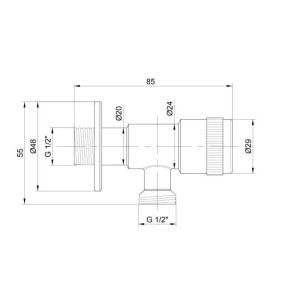 Кран угловой Thermo Alliance Standart 1/2"НН нерж., с керам. буксой TAS347W1515SS