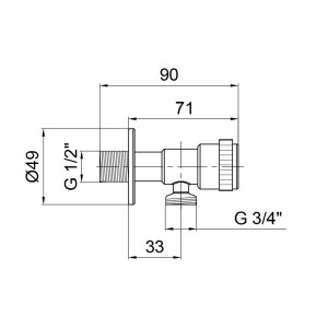 Кран угловой Thermo Alliance Standart 1/2"Нх3/4"Н нерж., с керам. буксой TAS345W1520SS