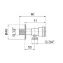 Кран угловой Thermo Alliance Standart 1/2"Нх3/4"Н нерж., с керам. буксой TAS345W1520SS