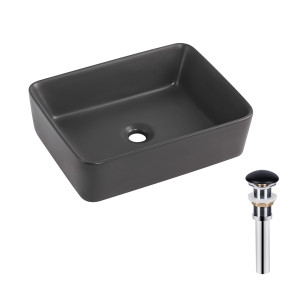 Раковина накладна Qtap Tern 480x370x135 мм, Anthracite, прямокутна, з донним клапаном QT17116069AN