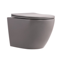 Унитаз подвесной Robin Ultra Quiet 490×365×325 мм, Stone Grey, с сиденьем Slim Duroplast / Soft-close / Quick Release QT13332381АSSG Qtap