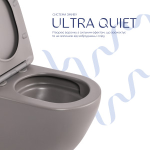 Унитаз подвесной Robin Ultra Quiet 490×365×325 мм, Stone Grey, с сиденьем Slim Duroplast / Soft-close / Quick Release QT13332381АSSG Qtap