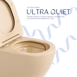 Унитаз подвесной Robin Ultra Quiet 490×365×325 мм, Beige, с сиденьем Slim Duroplast / Soft-close / Quick Release QT13332381АSSB Qtap