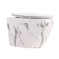 Унитаз подвесной Robin Ultra Quiet 490×365×325 мм, Marble, с сиденьем Slim Duroplast / Soft-close / Quick Release QT13332381АSMR Qtap