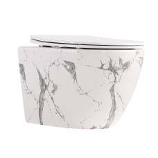 Унитаз подвесной Robin Ultra Quiet 490×365×325 мм, Marble, с сиденьем Slim Duroplast / Soft-close / Quick Release QT13332381АSMR Qtap