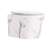 Унитаз подвесной Tern Ultra Quiet 490×365×325 мм, Marble, с сиденьем Slim Duroplast / Soft-close / Quick Release QT17332303ASMR Qtap