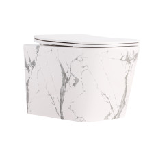 Унитаз подвесной Tern Ultra Quiet 490×365×325 мм, Marble, с сиденьем Slim Duroplast / Soft-close / Quick Release QT17332303ASMR Qtap