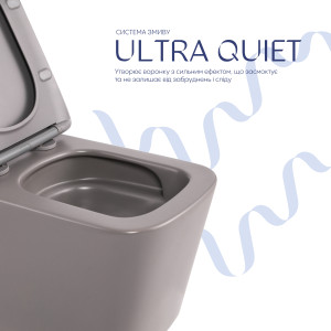 Унитаз подвесной Tern Ultra Quiet 490×365×325 мм, Stone Grey, с сиденьем Slim Duroplast / Soft-close / Quick Release QT17332303ASSG Qtap