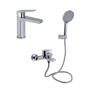 Акционный набор Qtap: Stenava New Смеситель для раковины QTSTE270CRM45535 Chrome + Stenava New Смеситель для ванны QTSTE259CRM45537 Chrome