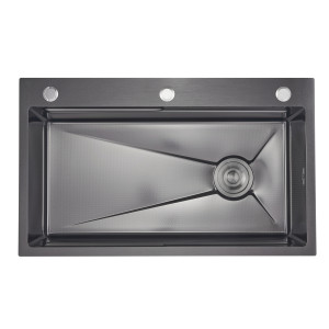 Lidz Handmade H7545B Мойка для кухни интегрированная Decor Black PVD Honeycomb 3,0/1,0 мм LDH7545BDECPVD48373
