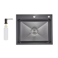 Lidz Handmade H6050HB Мойка для кухни интегрированная Decor Black PVD Honeycomb 2,5/0,5 мм LDH6050BDECPVD48371