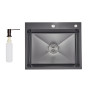 Lidz Handmade H6050HB Мойка для кухни интегрированная Decor Black PVD Honeycomb 2,5/0,5 мм LDH6050BDECPVD48371