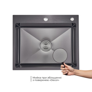 Lidz Handmade H6050HB Мойка для кухни интегрированная Decor Black PVD Honeycomb 2,5/0,5 мм LDH6050BDECPVD48371