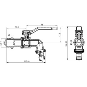 Кран шаровой поливочный Thermo Alliance Forte 3/4"Н незамерзающий TAF141W20