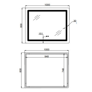 Дзеркало Lidz Kubis (KU2) 1000х800 з LED-підсвічуванням Touch, з антизапотіванням, з димером, рег. яскравості LD78LF6141008048450