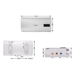 Водонагреватель электрический Thermo Alliance 100 л плоский горизонтальный, мокрый ТЭН 2 кВт (0,8+1,2) DT100H20G(PD)