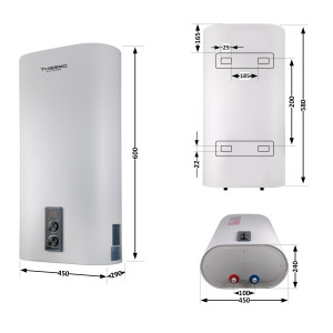 Водонагреватель электрический Thermo Alliance 30 л плоский вертикальный, сухой ТЭН 2 кВт (0,8+1,2) DT30V20G(PD)-D/2