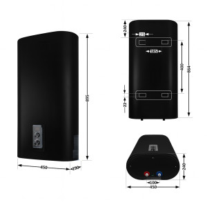Водонагреватель электрический Thermo Alliance 50 л, Black, плоский, вертикальный, сухой ТЭН 2 кВт (0,8+1,2) DT50V20GPDD2B