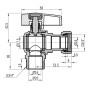 Кран шаровой Thermo Alliance Standart 3/4"ВН угловой, PN40, с накидной гайкой TAS224W20