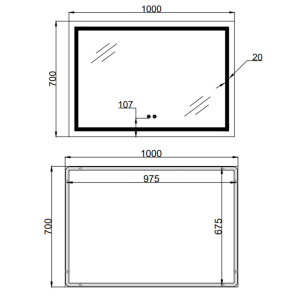 Дзеркало Qtap Mideya (MI1) 1000х700 з LED-підсвічуванням Touch, з антизапотіванням, димером, рег. яскравості QT2078NCF10070