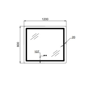 Дзеркало Qtap Mideya MI1) 1200х800 з LED-підсвічуванням Touch, з антизапотіванням, димером, рег. яскравості QT2078F12080