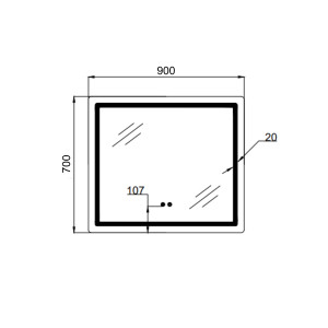 Дзеркало Qtap Mideya (MI2) 900х700 з LED-підсвічуванням Touch, з антизапотіванням, з димером, рег. яскравості QT2078NCF9070