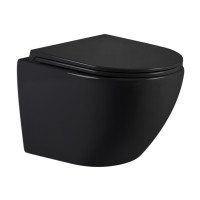 Унитаз подвесной Qtap Jay Ultra Quiet 485х360х320 мм, Matt Black, сиденьем Slim Duroplast/ Soft-close/ Quick Relase QT07335177MB
