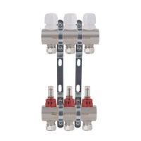 Коллектор латунный с расходомерами и евроконусами Thermo Alliance Standart 1" на 3 выхода TAS235W3E