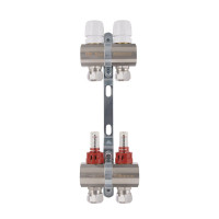 Коллектор латунный с расходомерами и евроконусами Thermo Alliance Standart 1" на 2 выхода TAS235W2E