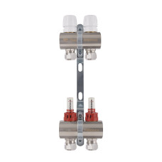 Коллектор латунный с расходомерами и евроконусами Thermo Alliance Standart 1" на 2 выхода TAS235W2E