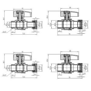 Комплект прямых кранов Thermo Alliance Standart 1/2"ВН -3/4"ВН с накидной гайкой  для подключенние котла TAS262RBW1520