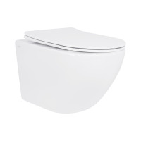 Унитаз подвесной Jay Rimless 485×360×320 мм, White, с сиденьем Slim Duroplast/ Soft-close/ Quick Relase QT07335177RW Qtap