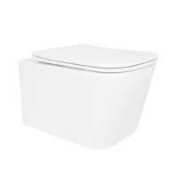 Унитаз подвесной Crow Rimless 485х340х330 мм, White, с сиденьем Slim Duroplast/ Soft-close/ Quick Release QT05335171RW Qtap