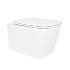 Унитаз подвесной Crow Rimless 485х340х330 мм, White, с сиденьем Slim Duroplast/ Soft-close/ Quick Release QT05335171RW Qtap