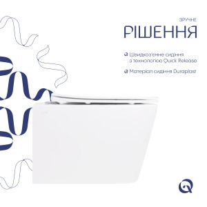 Унитаз подвесной Crow Rimless 485х340х330 мм, White, с сиденьем Slim Duroplast/ Soft-close/ Quick Release QT05335171RW Qtap