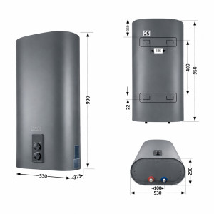 Водонагреватель электрический Thermo Alliance 80 л, Grey,  плоский вертикальный, сухой ТЭН 2 кВт (0,8+1,2) DT80V20GPDD2G